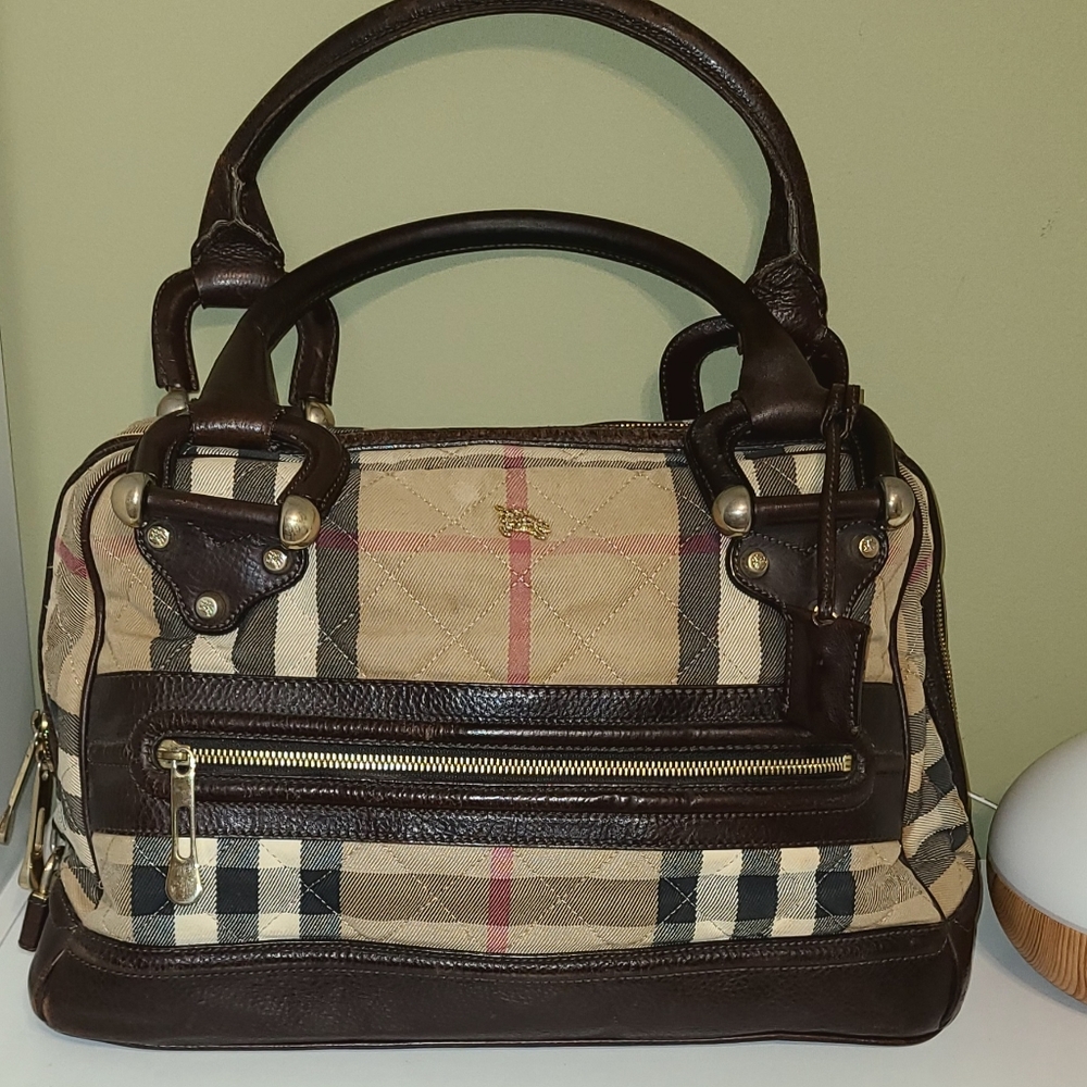 Burberry Quilted House Check Manor Satchel Bag
